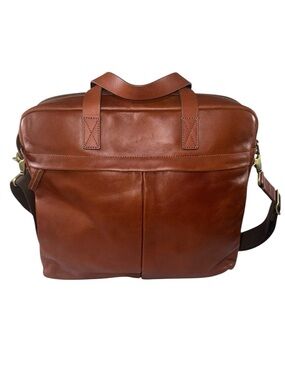 NWT Fossil Leather Buckner Brief Cognac Workbag Unisex